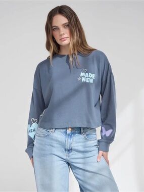Elevated Faith Made New Graphic Long Sleeve Tee - Slate Blue